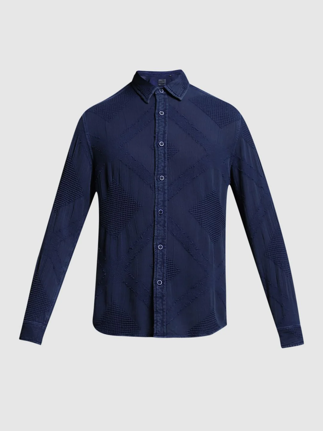 Blue Jacquard Cotton Shirt - Image 7