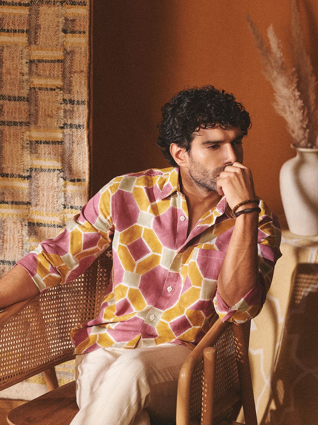 Brown Abstract Print Shirt