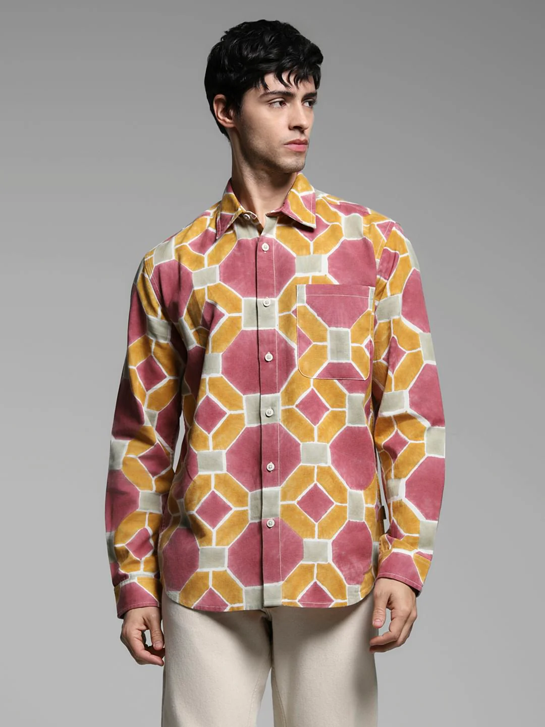 Brown Abstract Print Shirt - Image 2