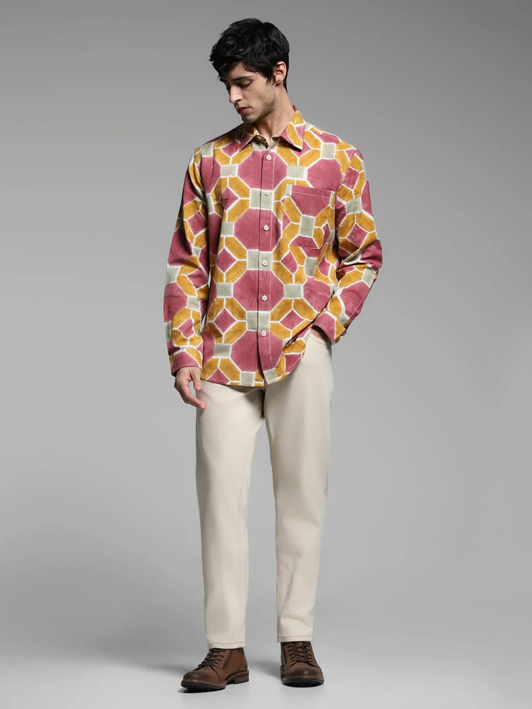 Brown Abstract Print Shirt - Image 6