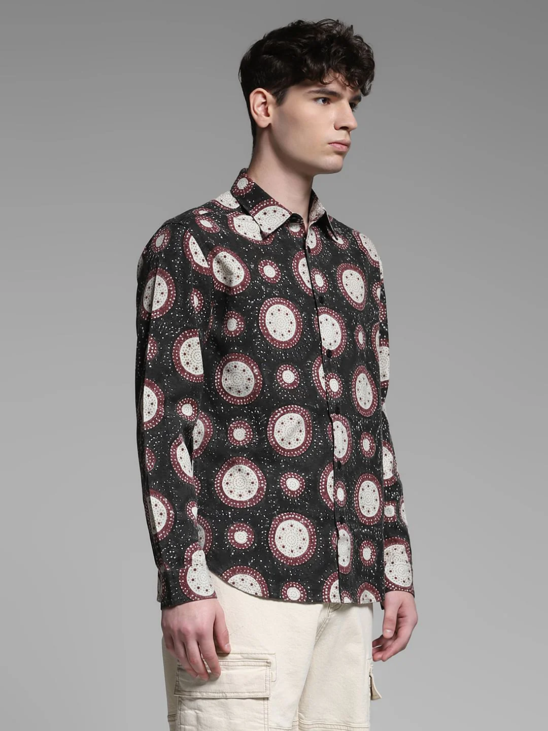 Grey Abstract Print Shirt - Image 3