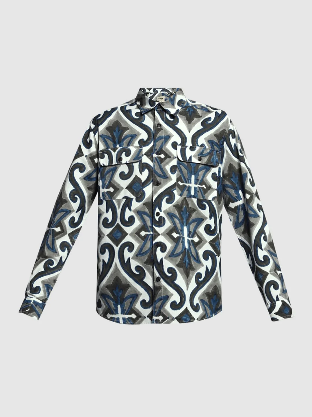 White Abstract Print Shirt - Image 7