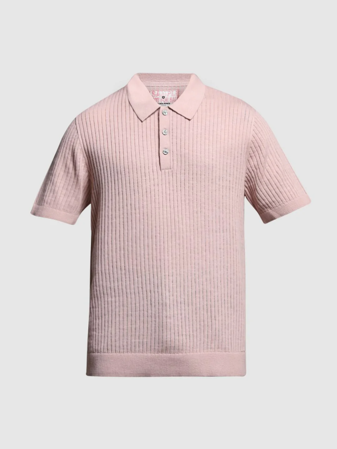 Pink Structured Knitted Polo - Image 7