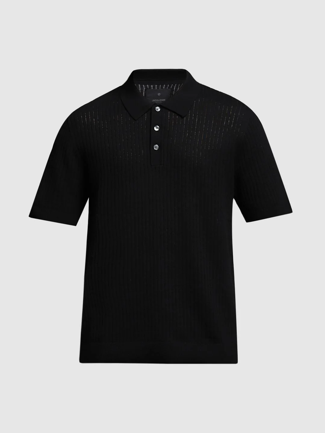 Black Structured Knitted Polo - Image 7