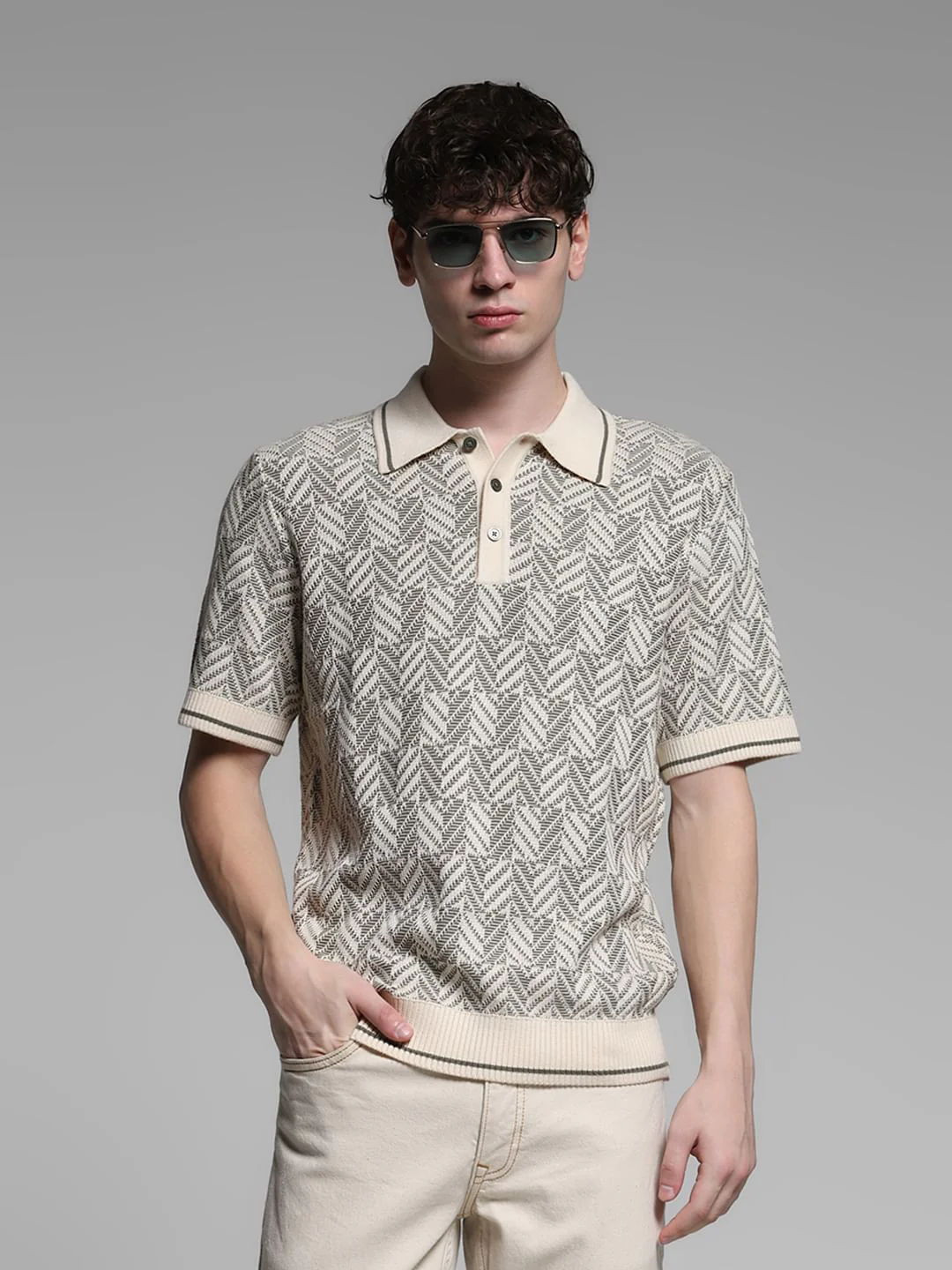 Light Green Structured Knit Polo