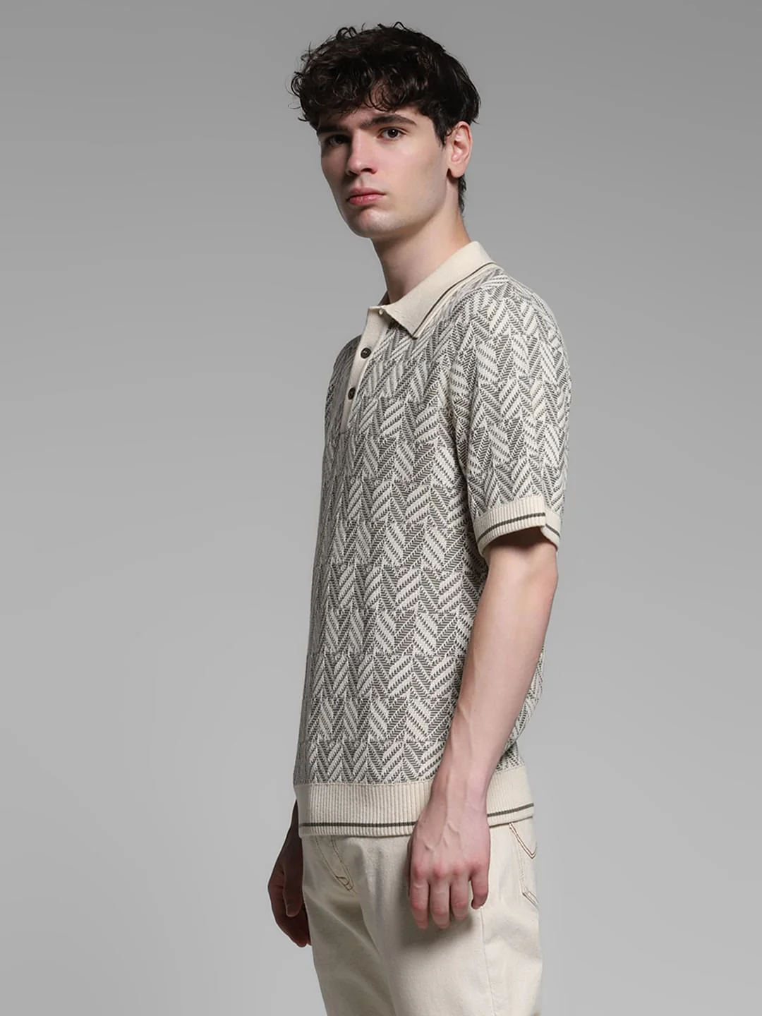 Light Green Structured Knit Polo - Image 3