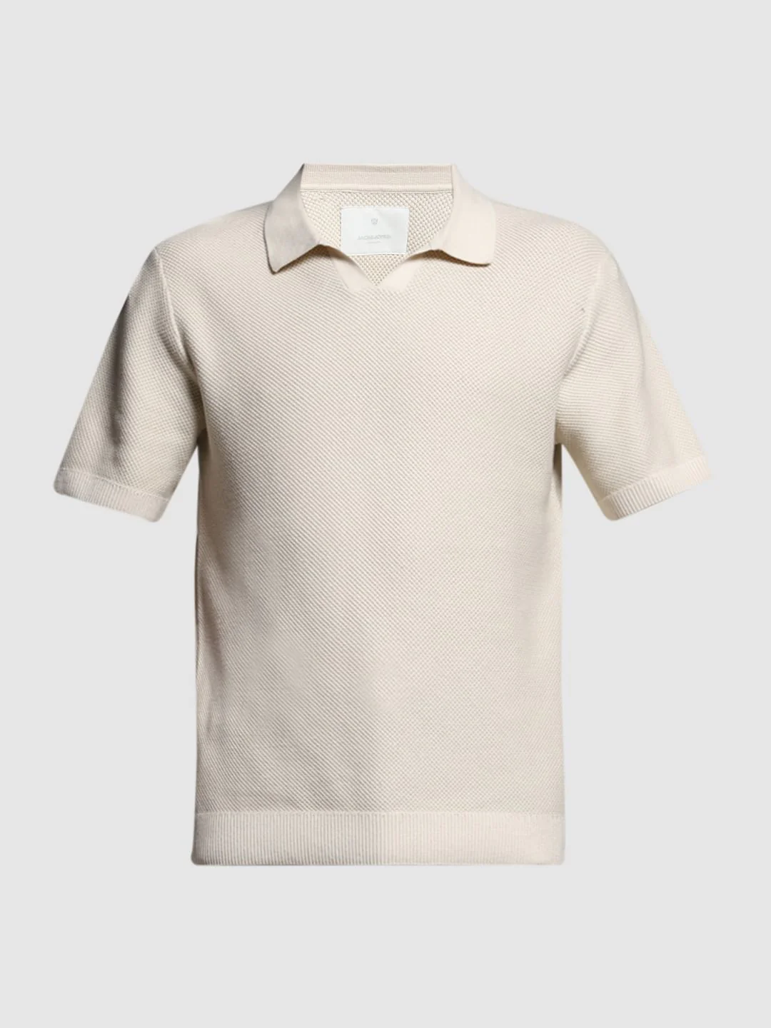 Beige Split Neck Cotton Polo - Image 7