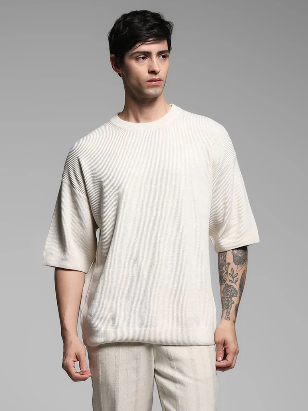 Beige Crew Neck Pullover - Image 2