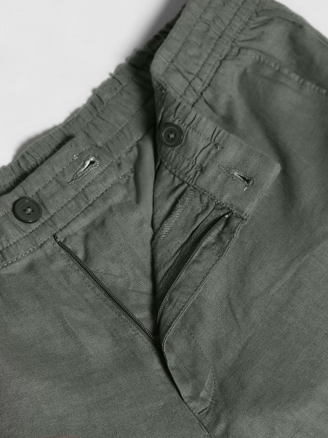 Green Mid Rise Linen Chinos - Image 5