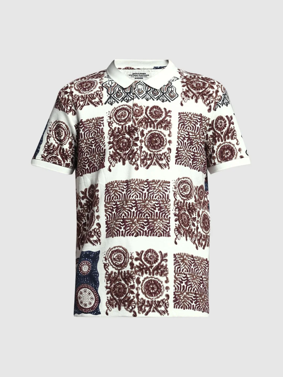 Brown Artisan Print Cotton Polo - Image 7