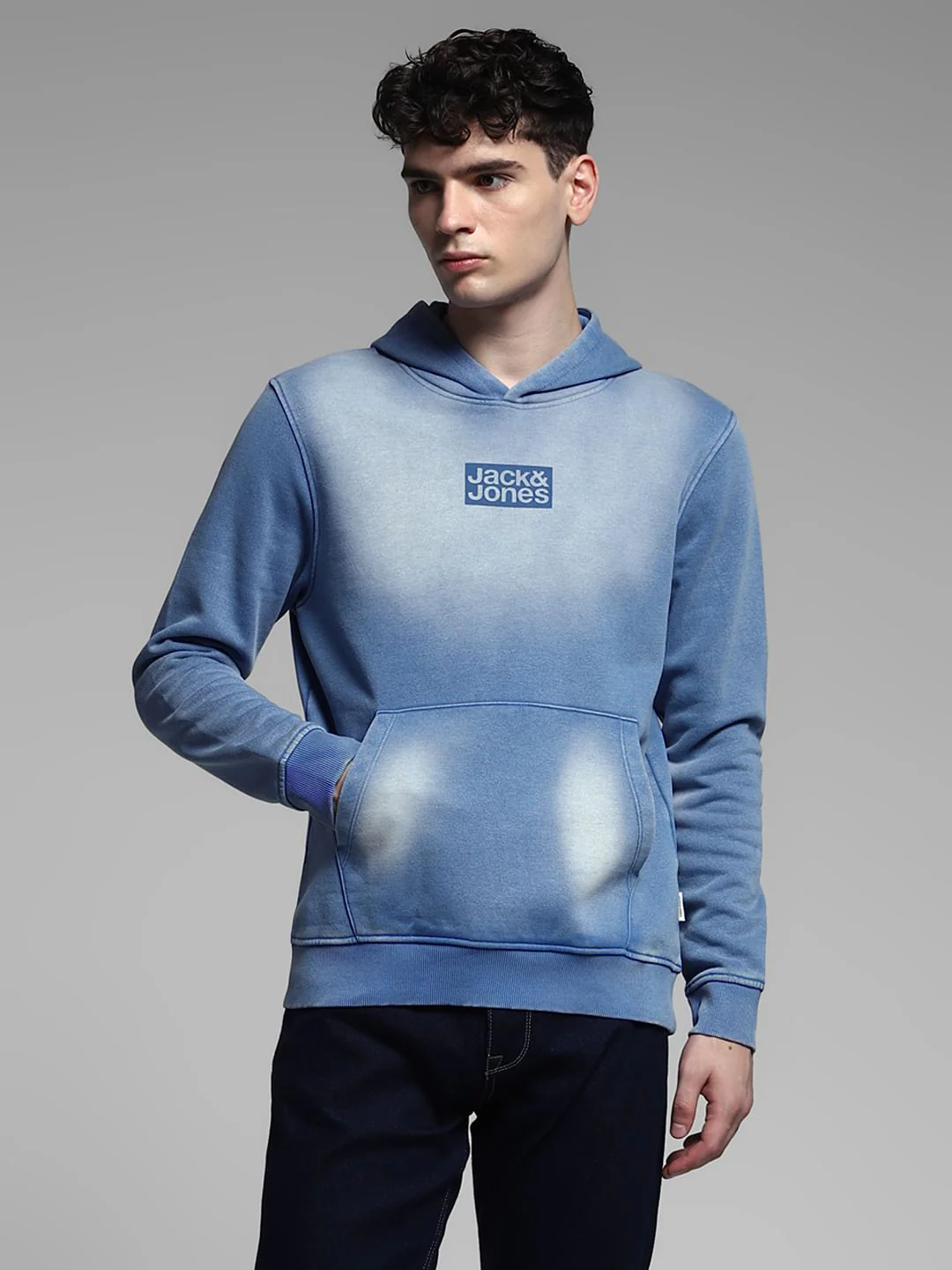 Blue Logo Print Hooded Sweatshirt - Image 2