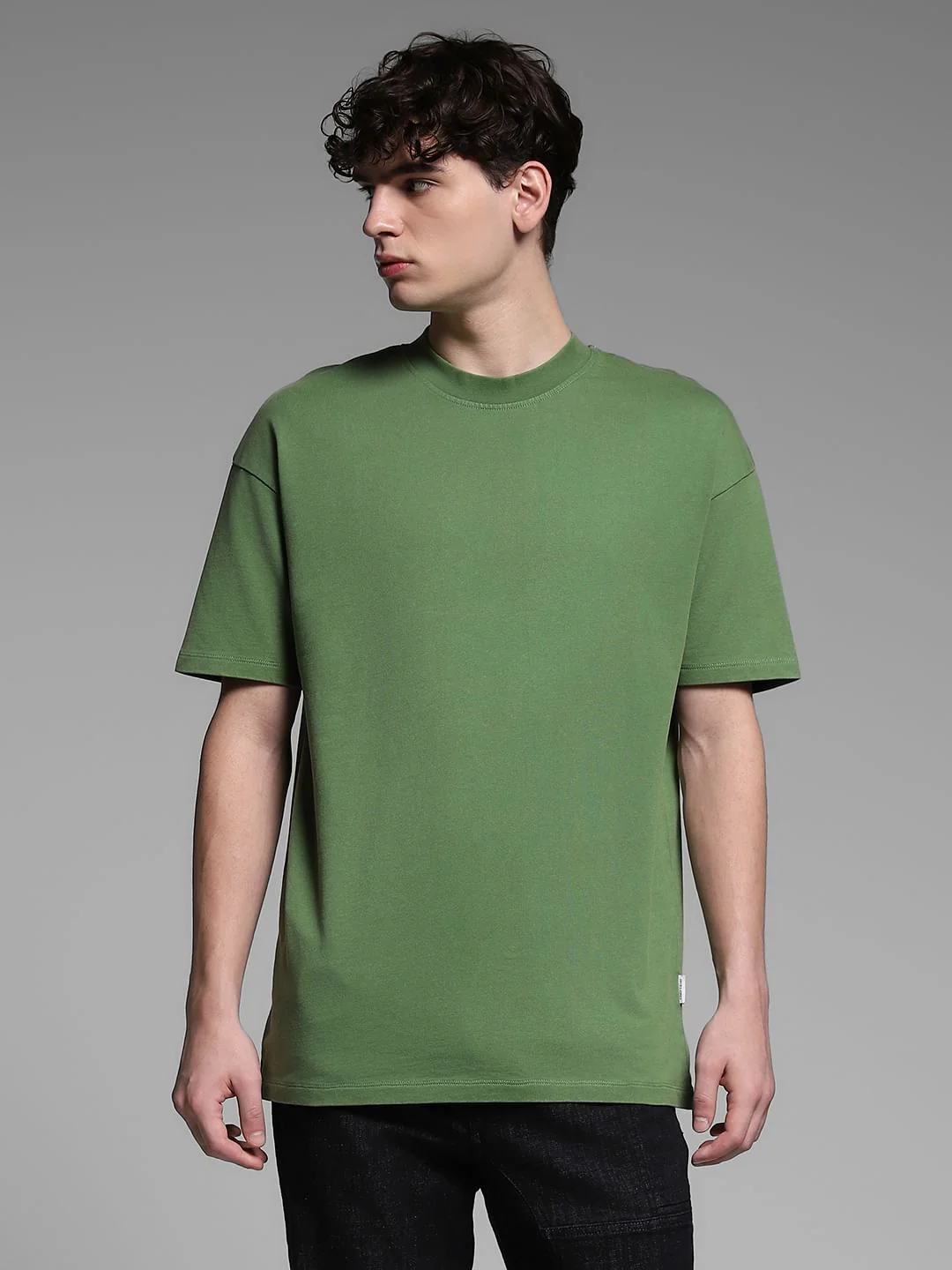 Green Cotton Crew Neck T-shirt - Image 2