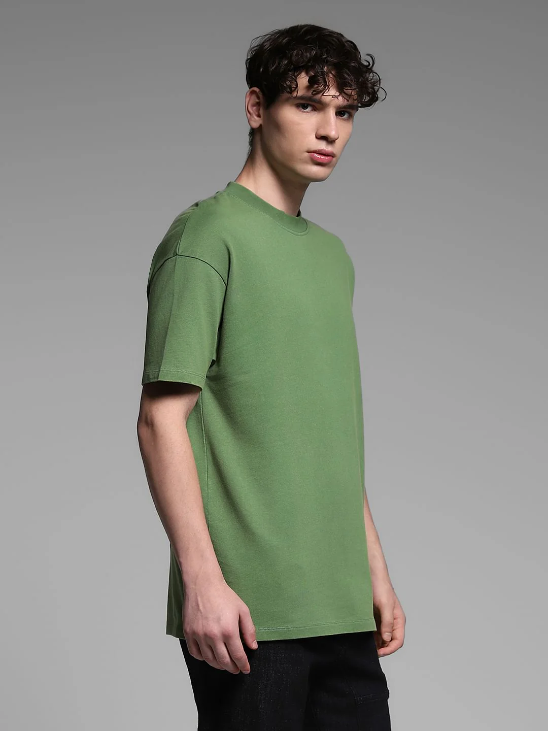 Green Cotton Crew Neck T-shirt - Image 3