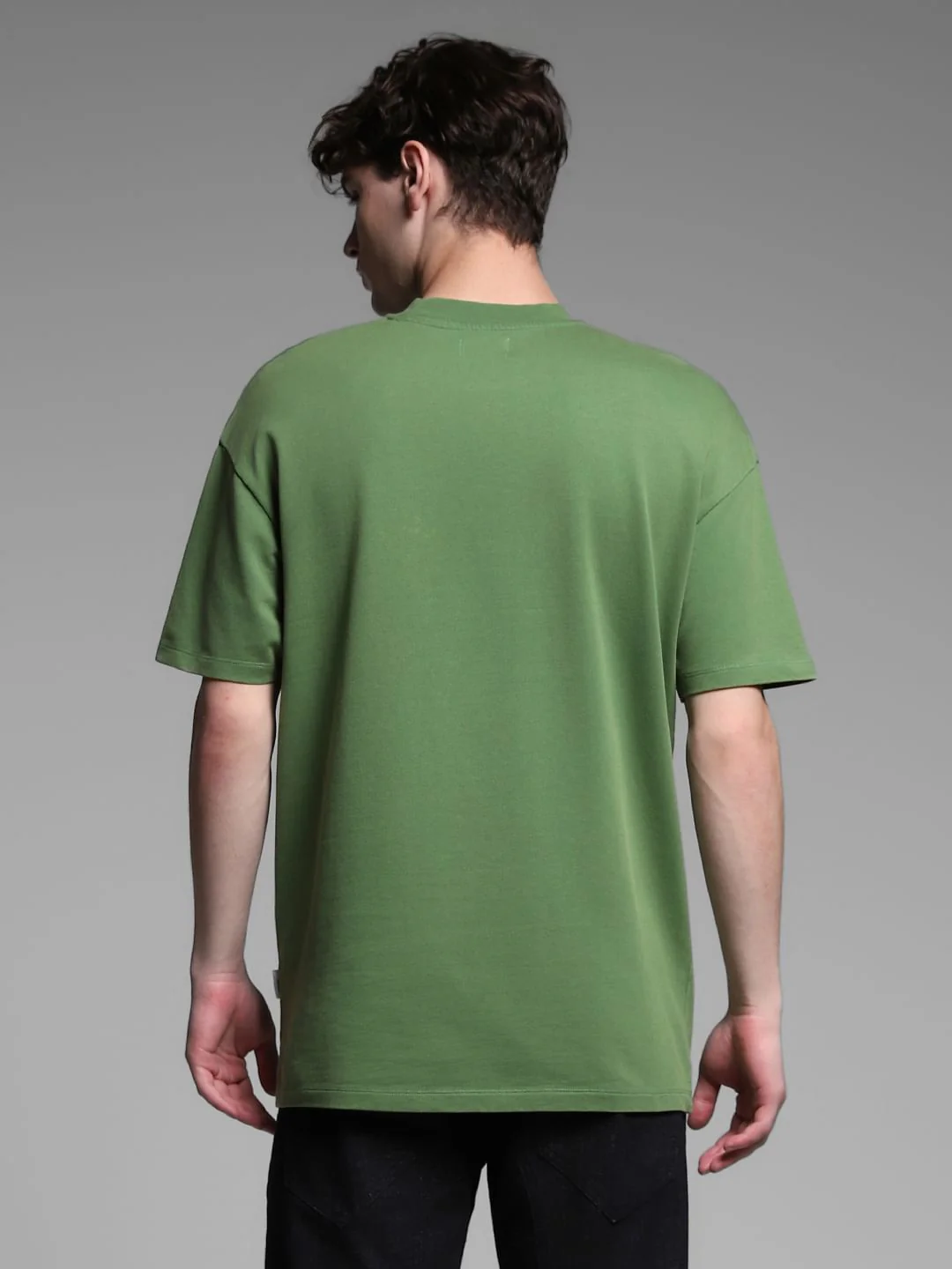Green Cotton Crew Neck T-shirt - Image 4