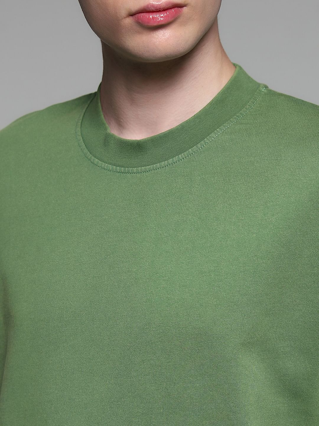 Green Cotton Crew Neck T-shirt - Image 5