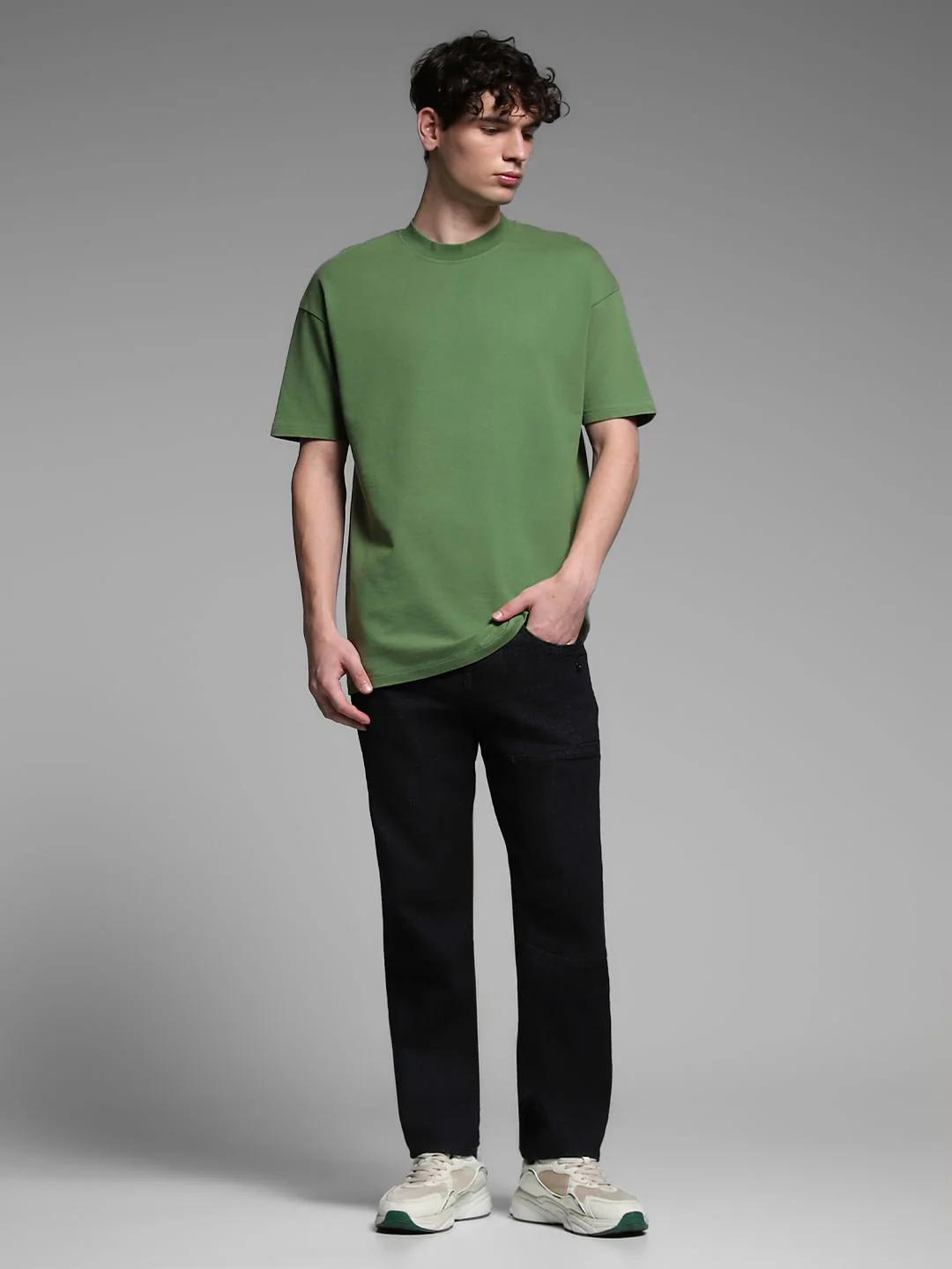 Green Cotton Crew Neck T-shirt - Image 6
