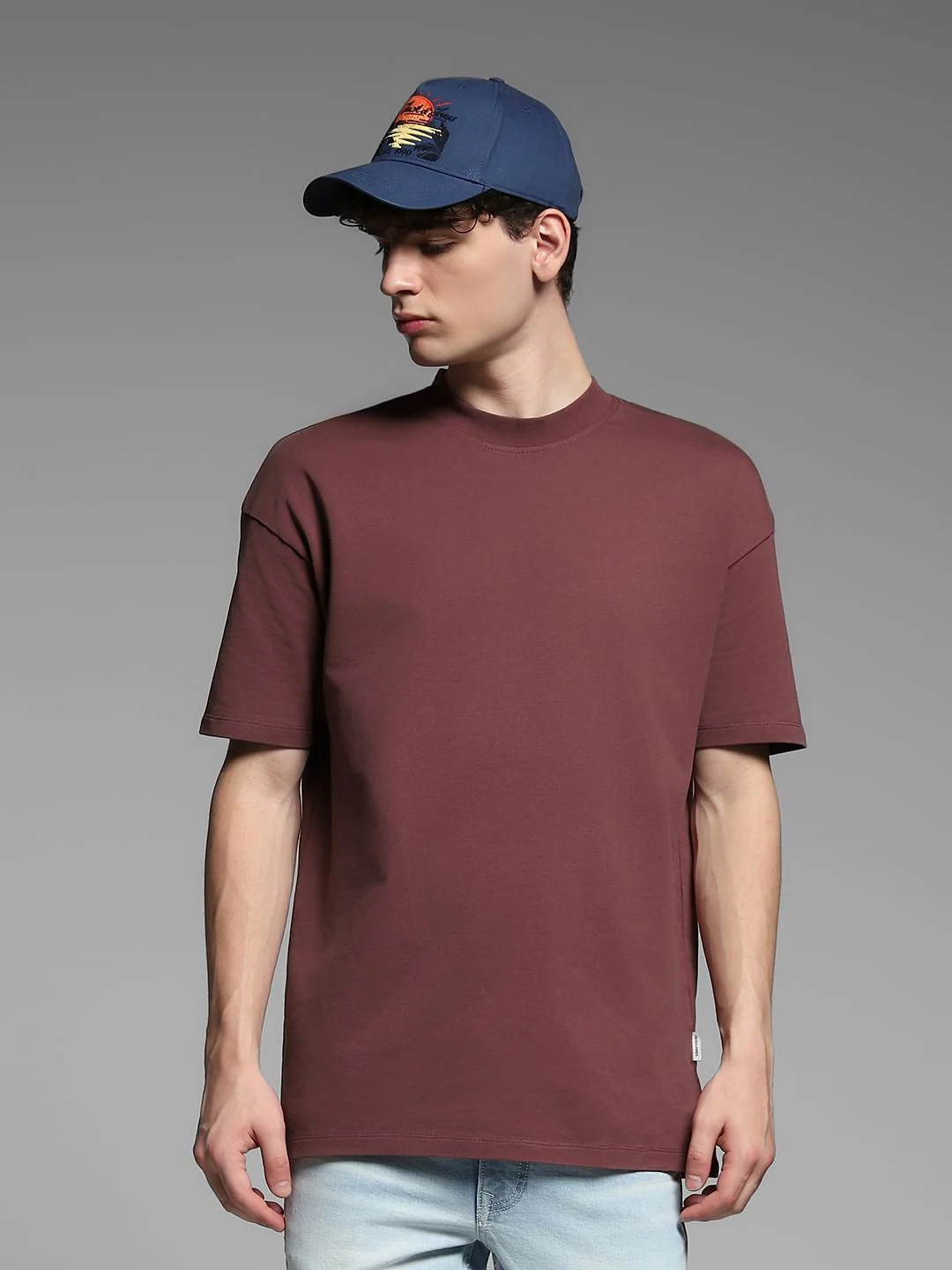 Brown Cotton Crew Neck T-shirt