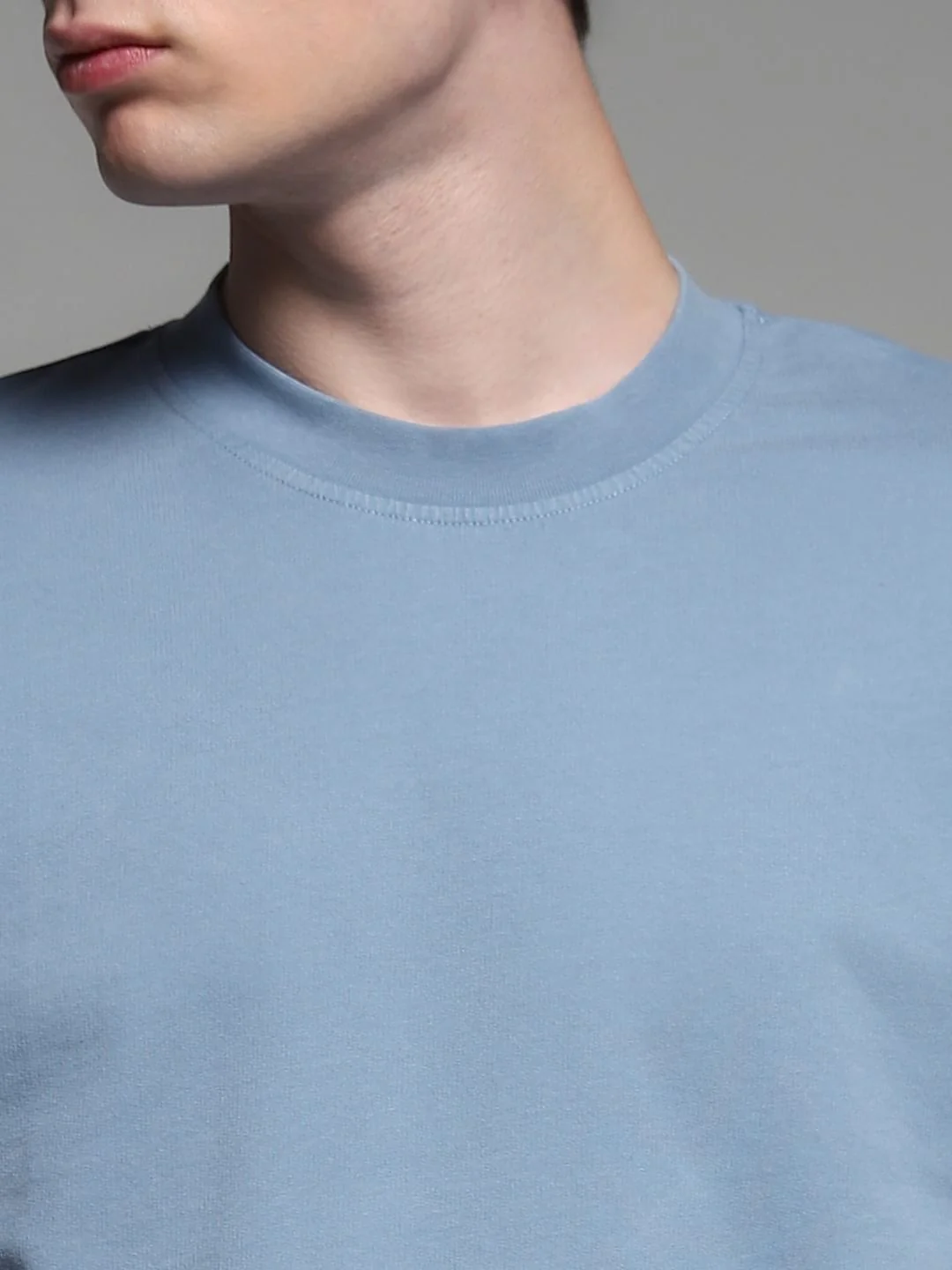 Blue Cotton Crew Neck T-shirt - Image 5
