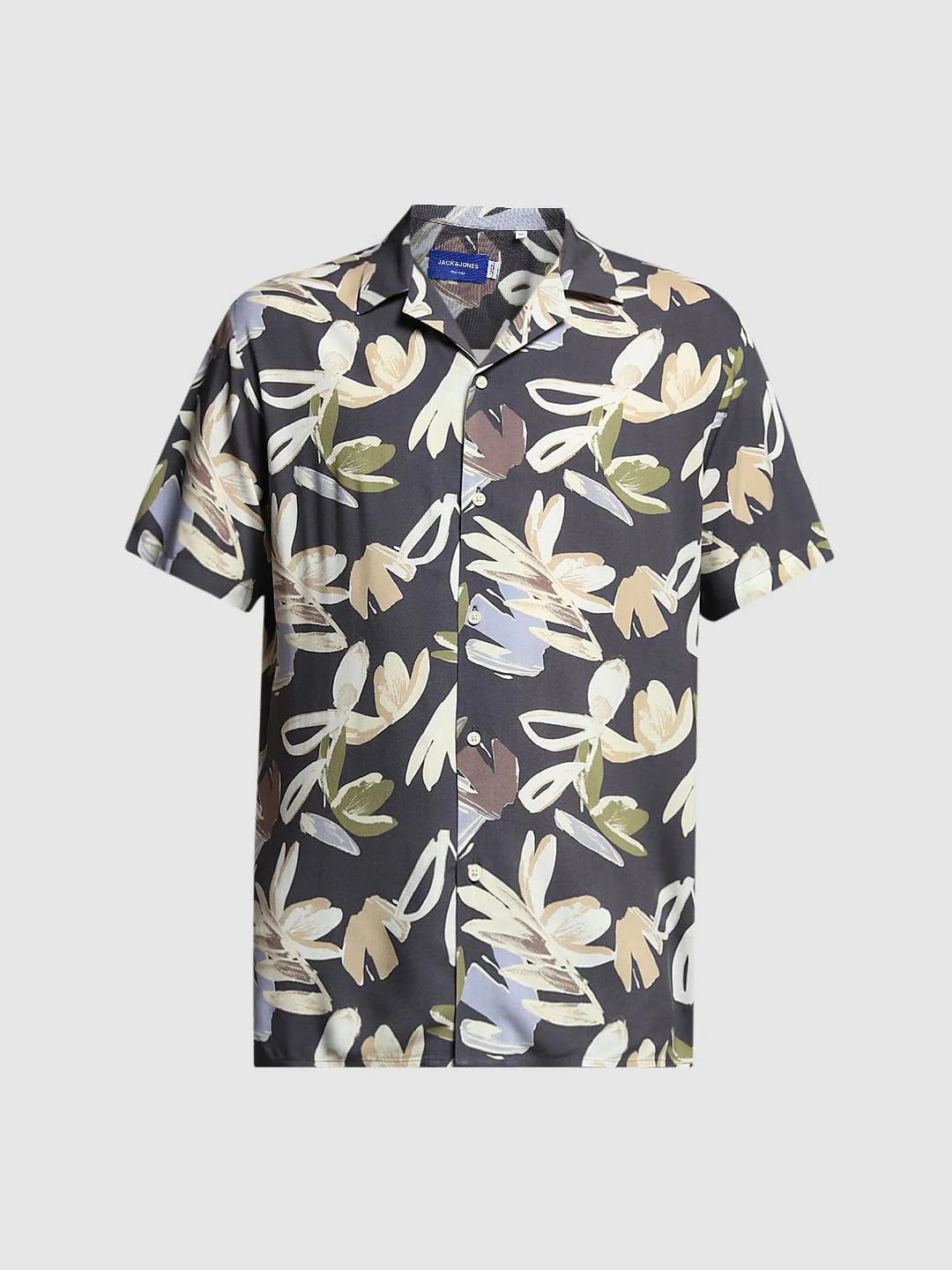 Grey Floral Print Viscose Shirt - Image 7
