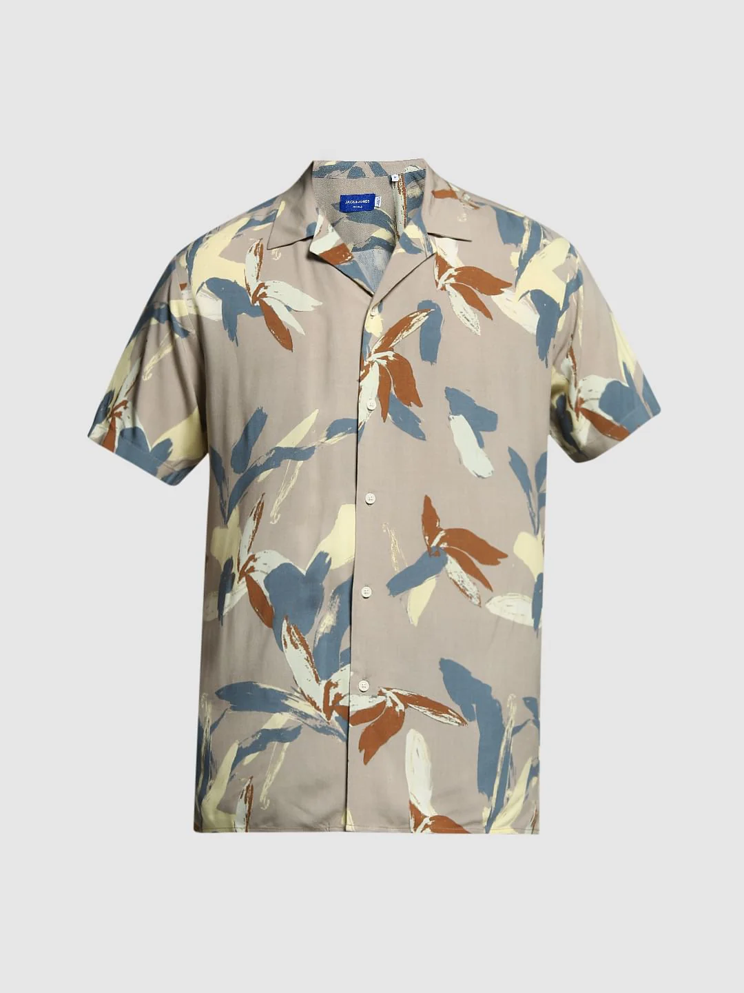 Beige Abstract Print Viscose Shirt - Image 7