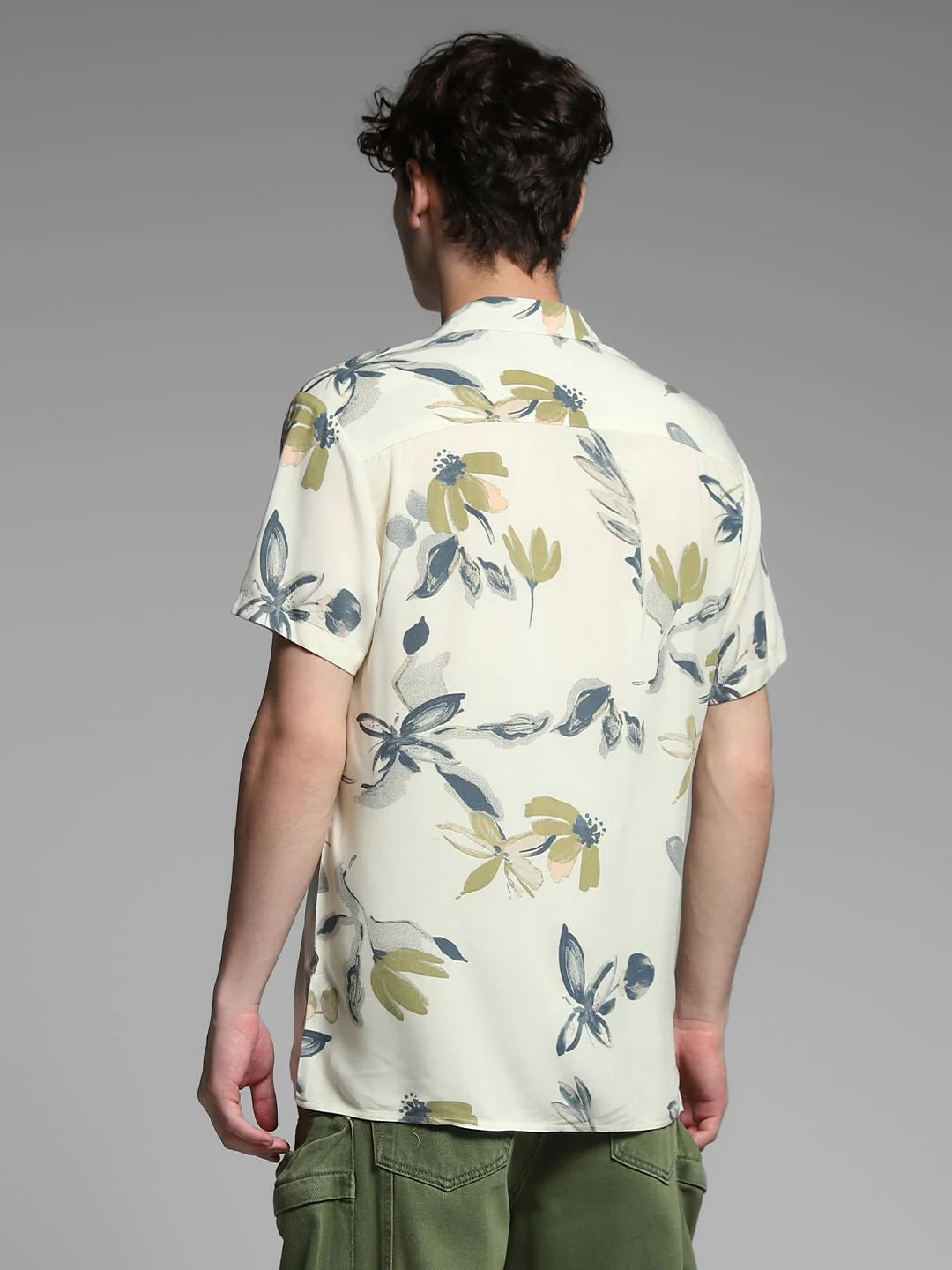 White Abstract Print Viscose Shirt - Image 4