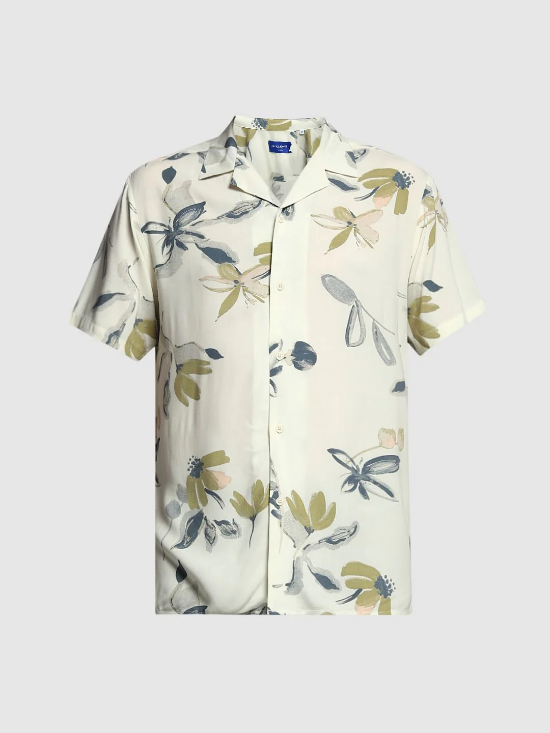 White Abstract Print Viscose Shirt - Image 7