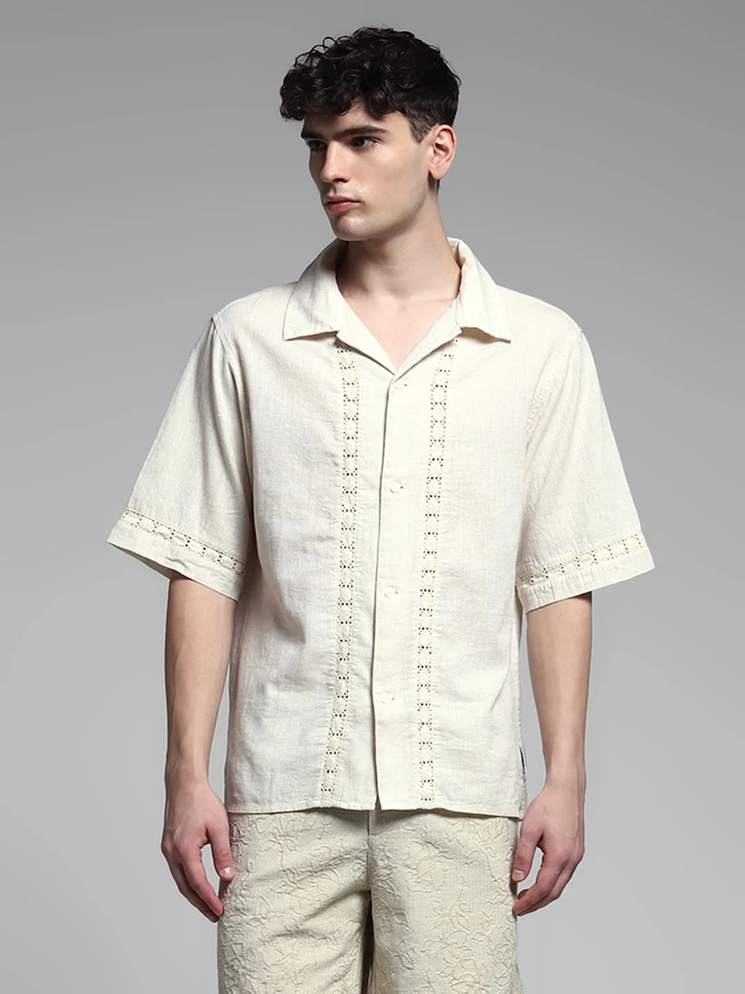 Off-White Cotton Flax Shirt - Image 2