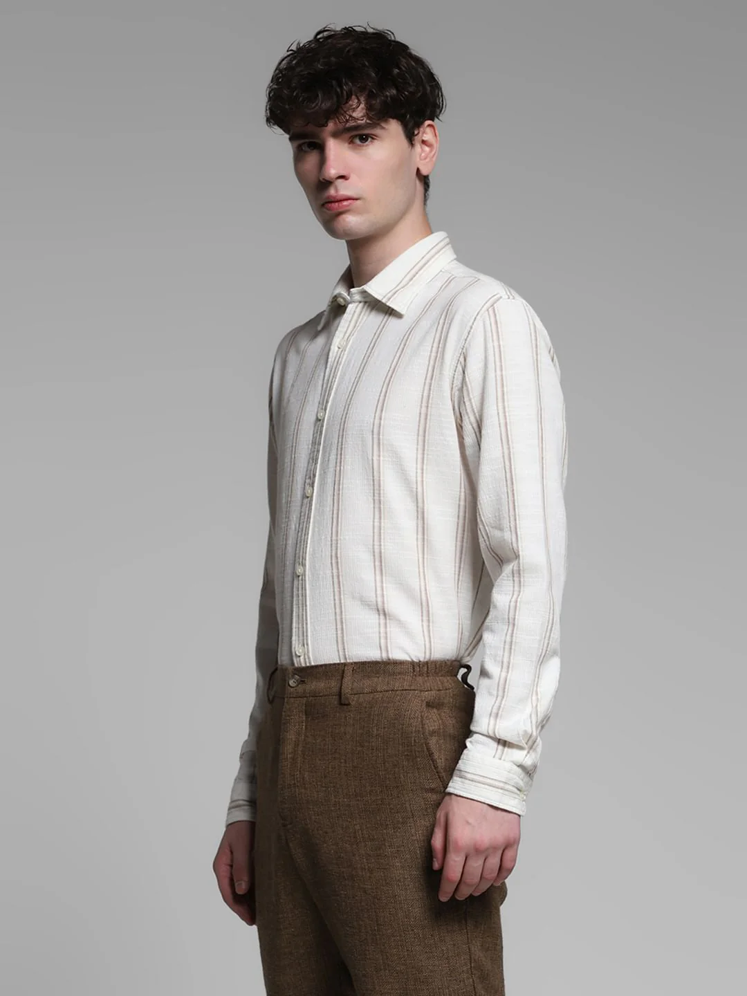 White Striped Dobby Cotton Shirt - Image 3