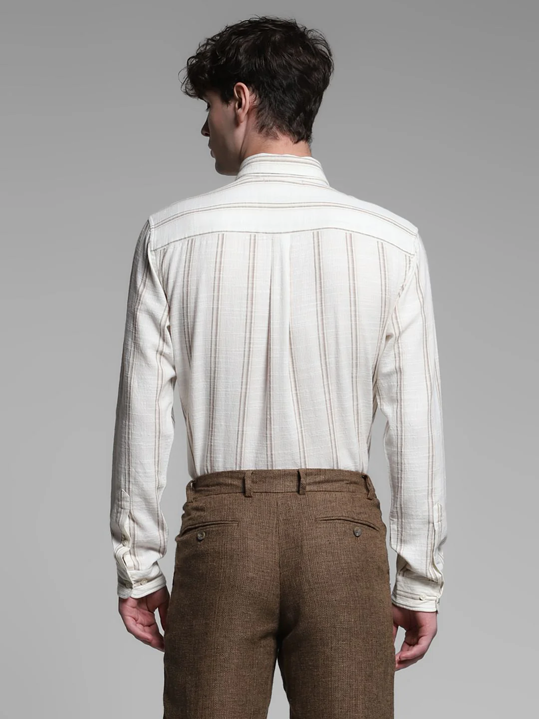 White Striped Dobby Cotton Shirt - Image 4