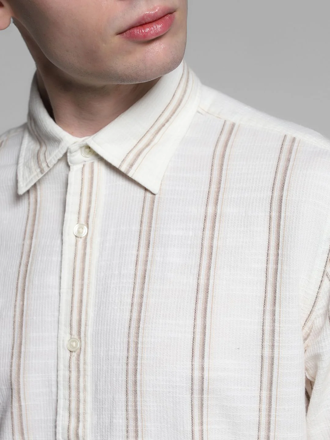 White Striped Dobby Cotton Shirt - Image 5