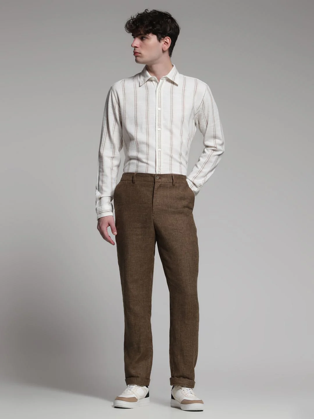 White Striped Dobby Cotton Shirt - Image 6