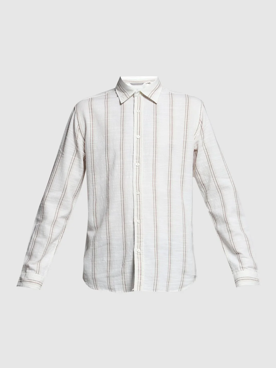 White Striped Dobby Cotton Shirt - Image 7