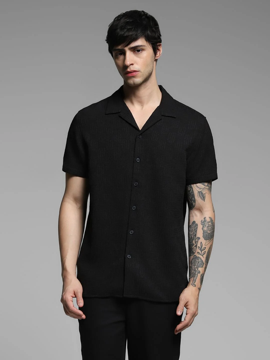 Black Resort Collar Comfort Fit Shirt - Image 2