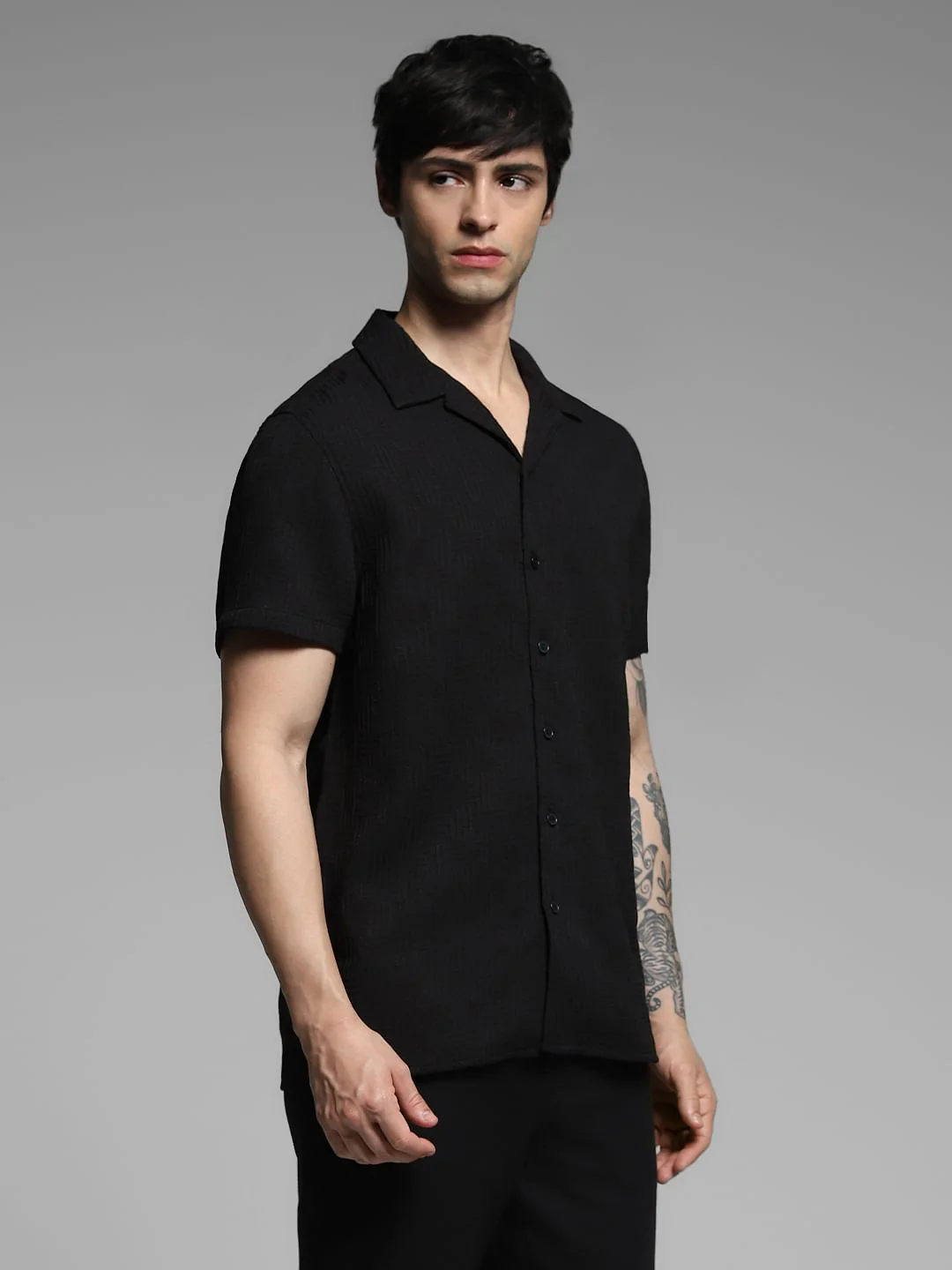 Black Resort Collar Comfort Fit Shirt - Image 3