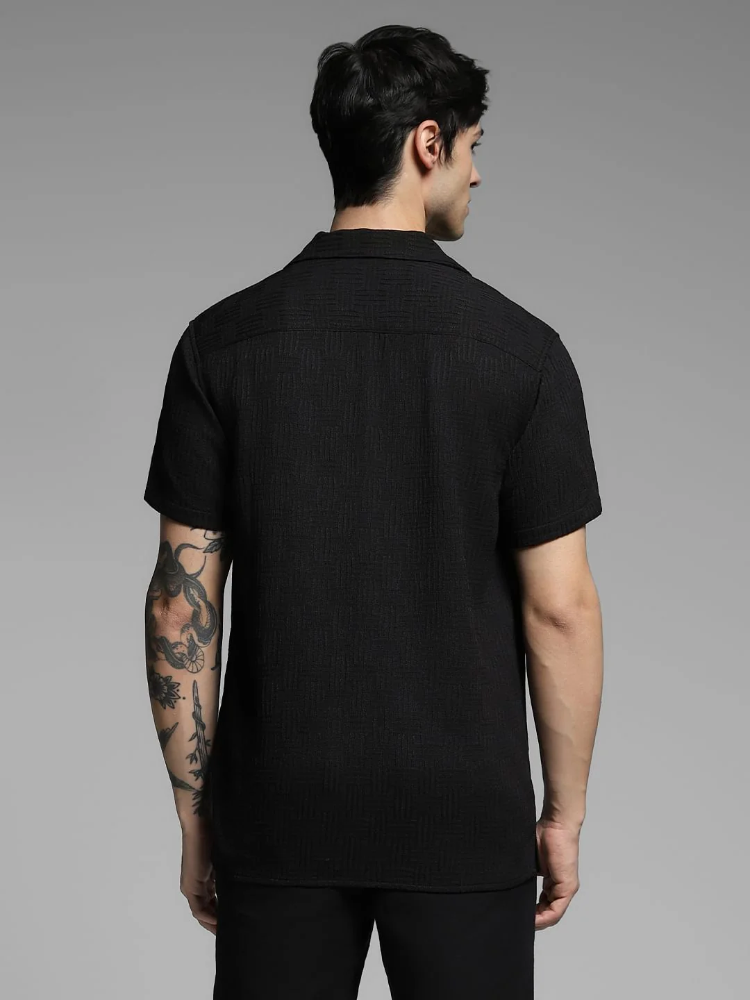 Black Resort Collar Comfort Fit Shirt - Image 4