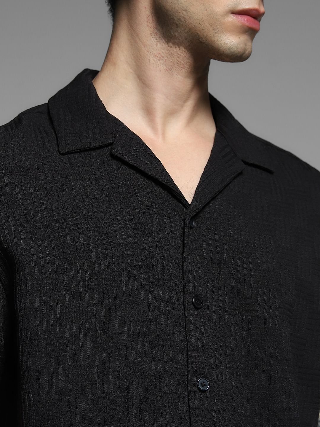 Black Resort Collar Comfort Fit Shirt - Image 5