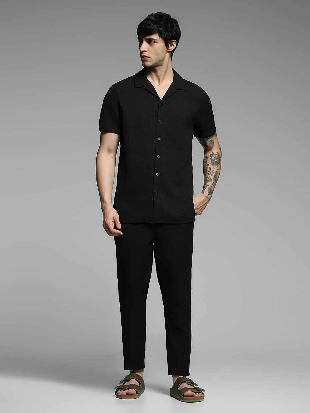 Black Resort Collar Comfort Fit Shirt - Image 6