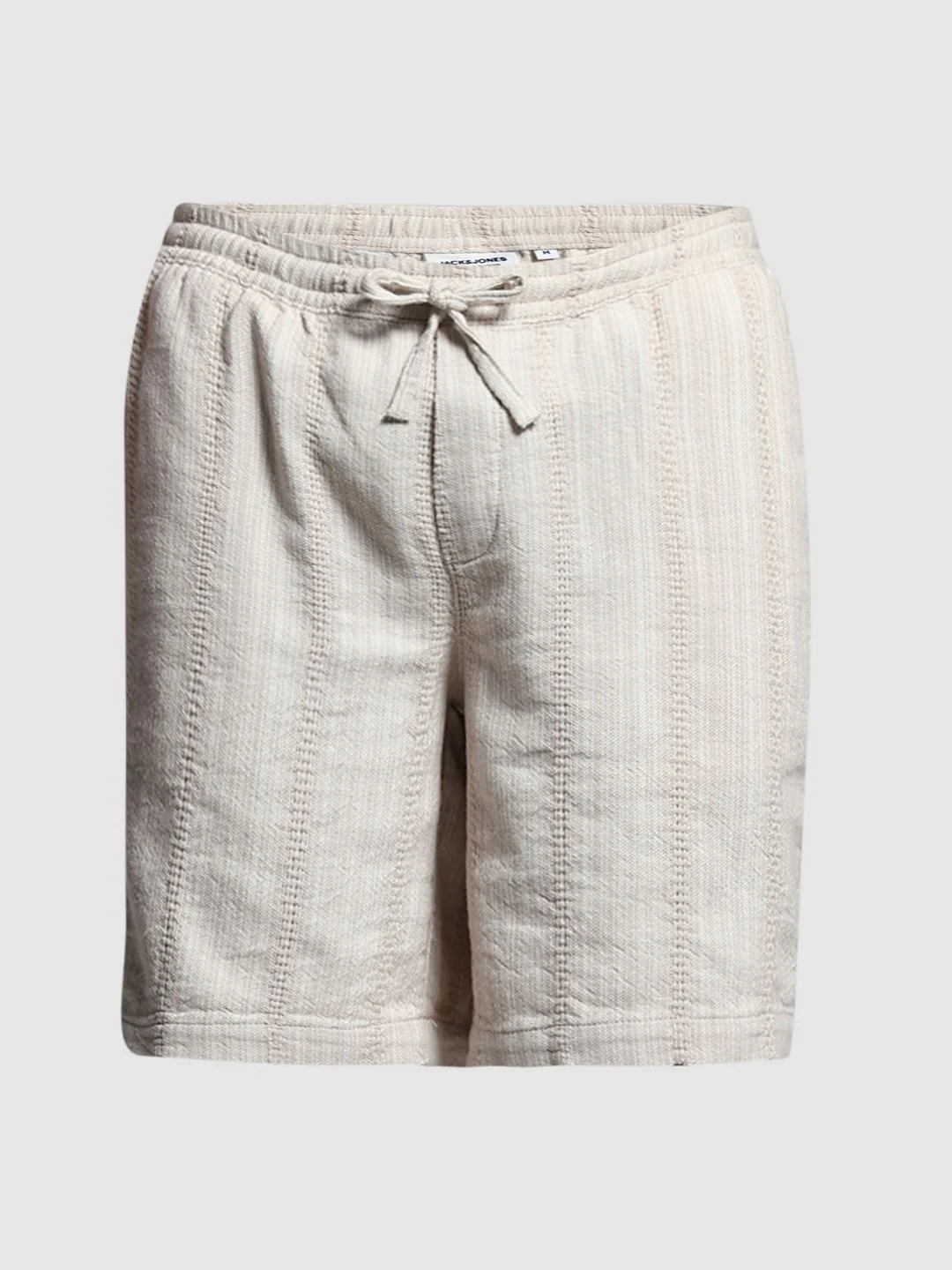 Beige Textured Co-ord Set Cotton Shorts - Image 6