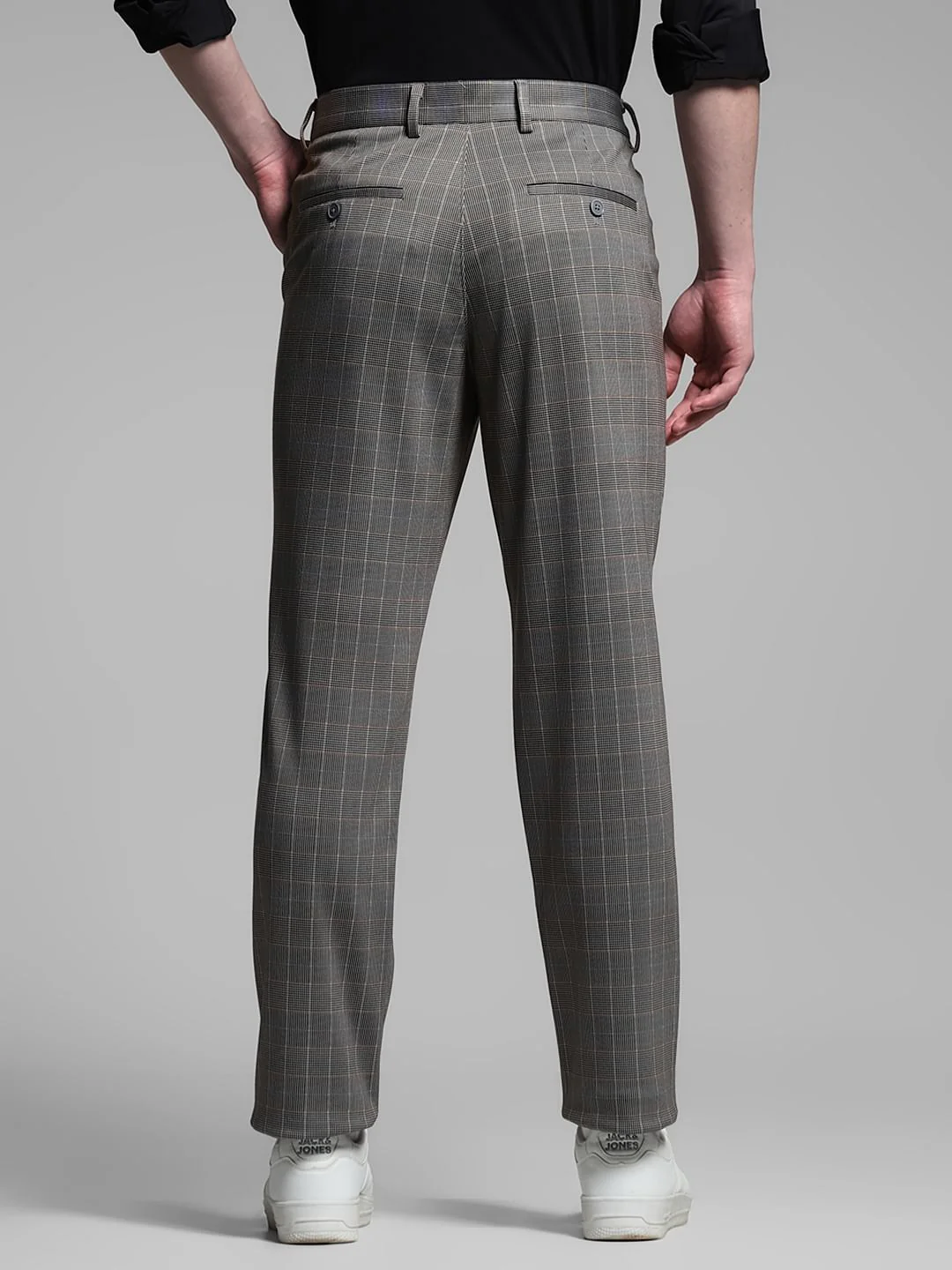 Brown Check Print Slim Fit Pants - Image 3