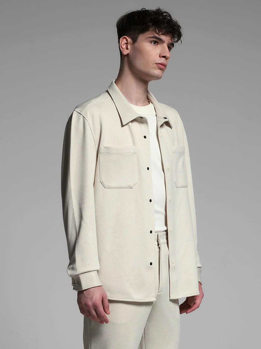 Beige Oversized Co-ord Set Shirt - Image 3
