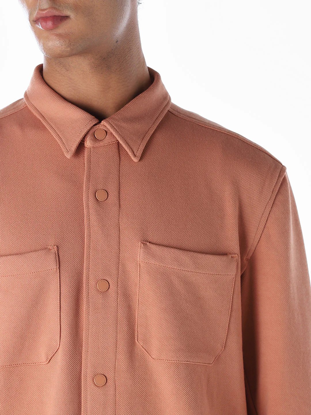 Oversized Full Sleeves Shirt - Orange - Image 5