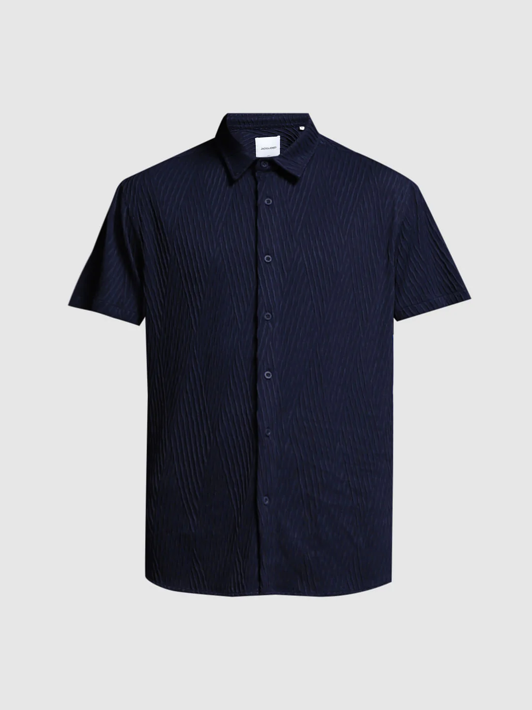 Navy Blue Stretch Textured Shirt - Image 7