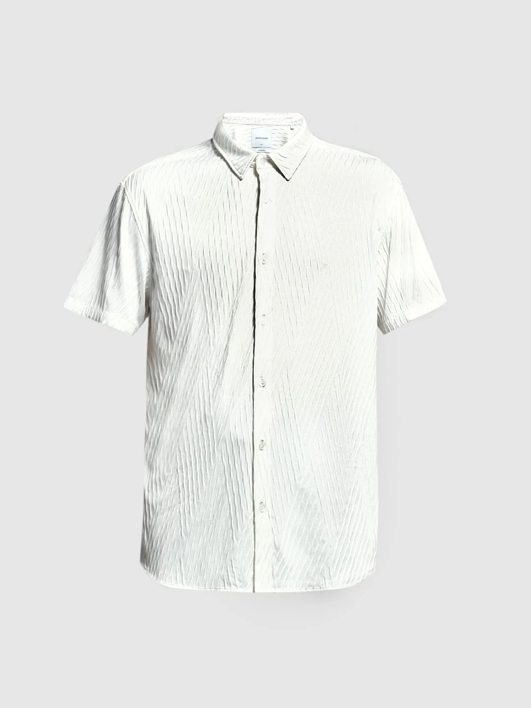 White Stretch Textured Shirt - Image 7
