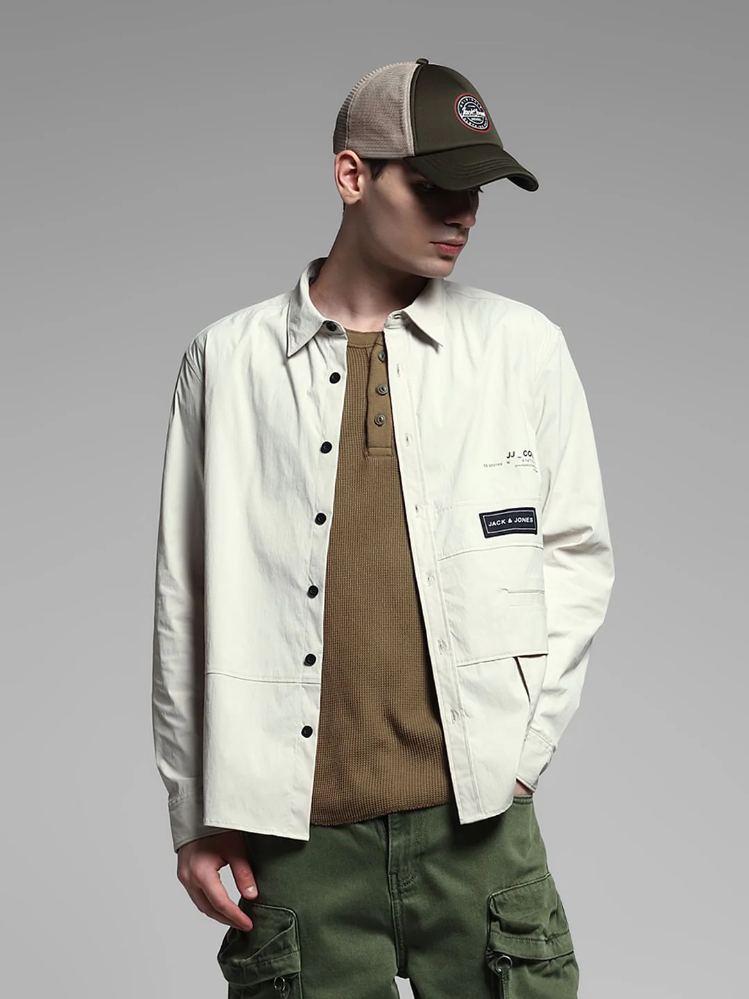 White Logo Print Oversized Shirt