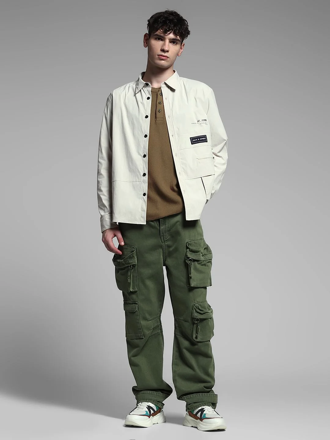 White Logo Print Oversized Shirt - Image 6