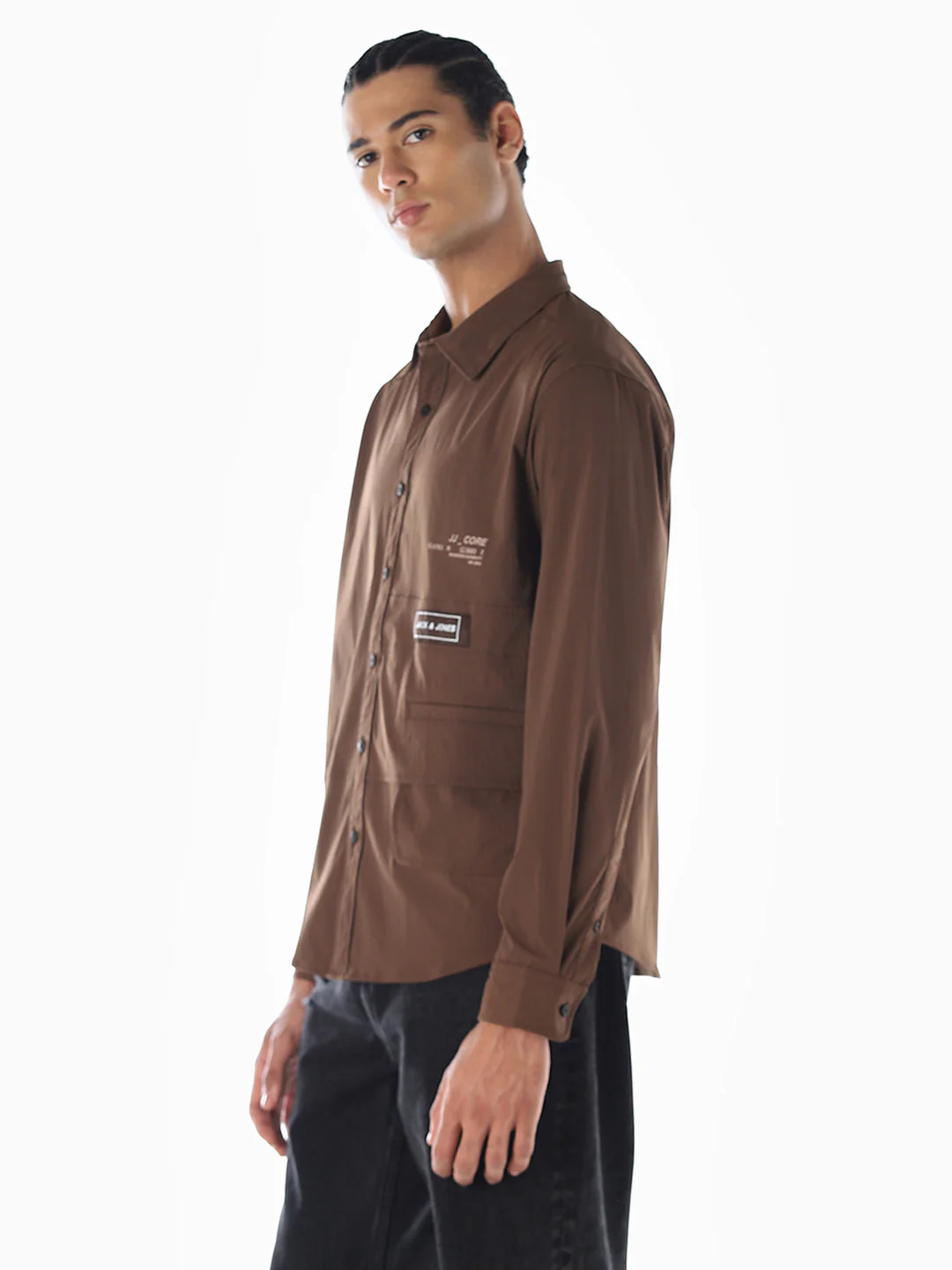 Oversized Printed Shirt - Brown - Image 3