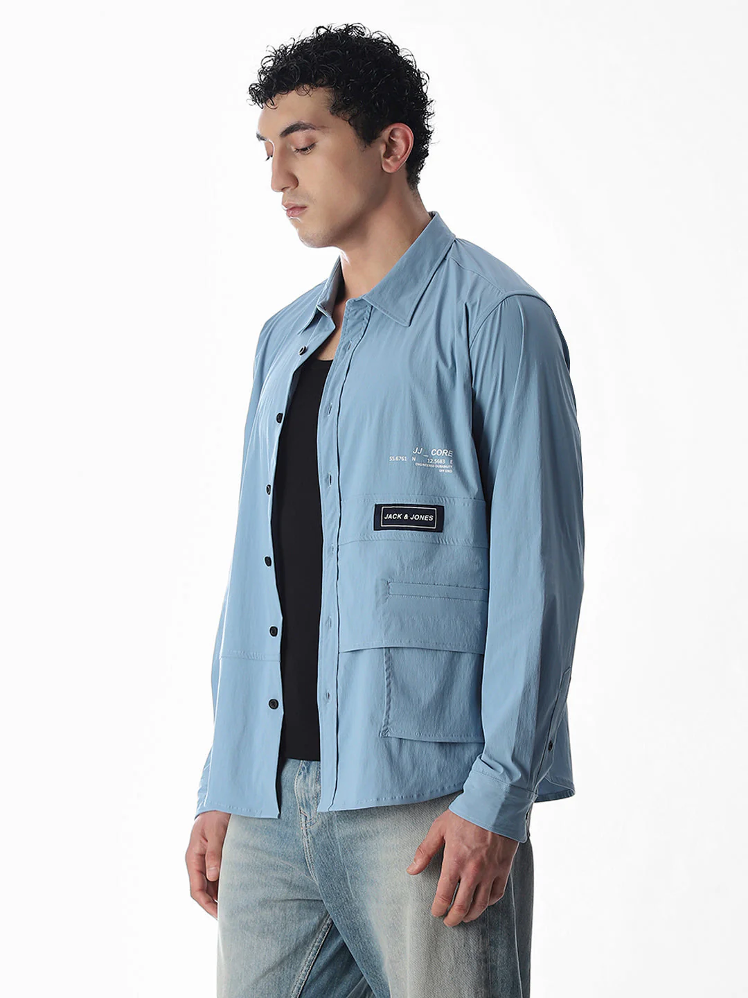 Oversized Printed Shirt - Blue - Image 3