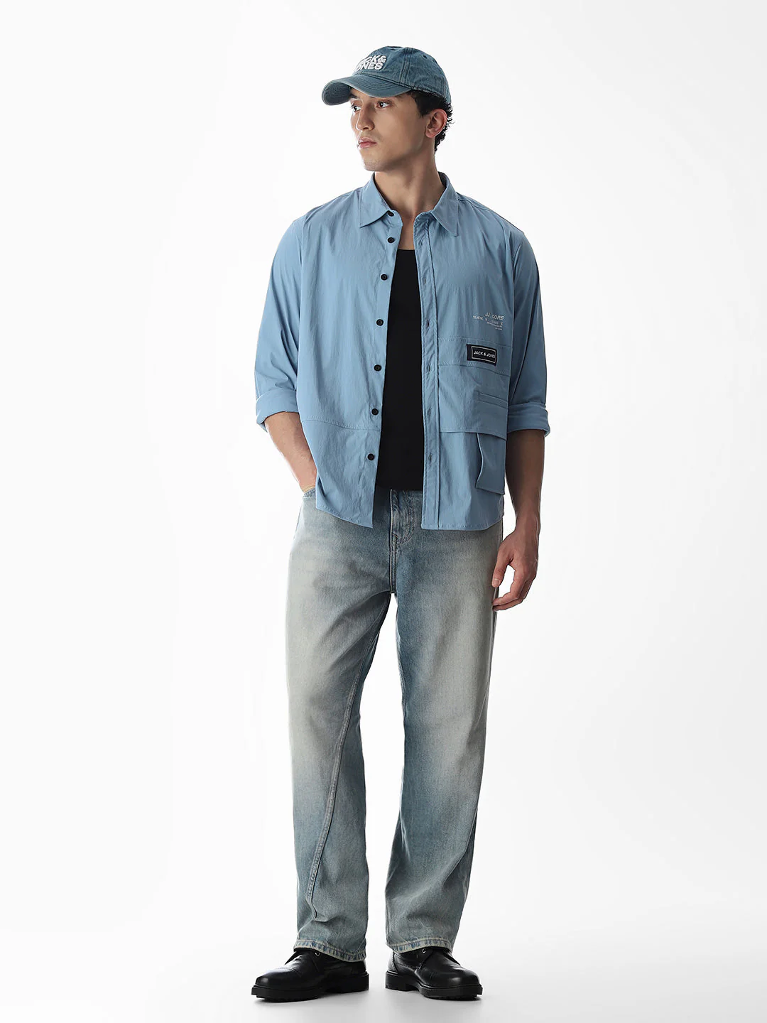 Oversized Printed Shirt - Blue - Image 6