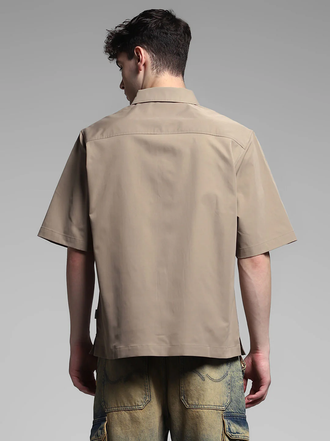 Brown Stretch Oversized Shirt - Image 4