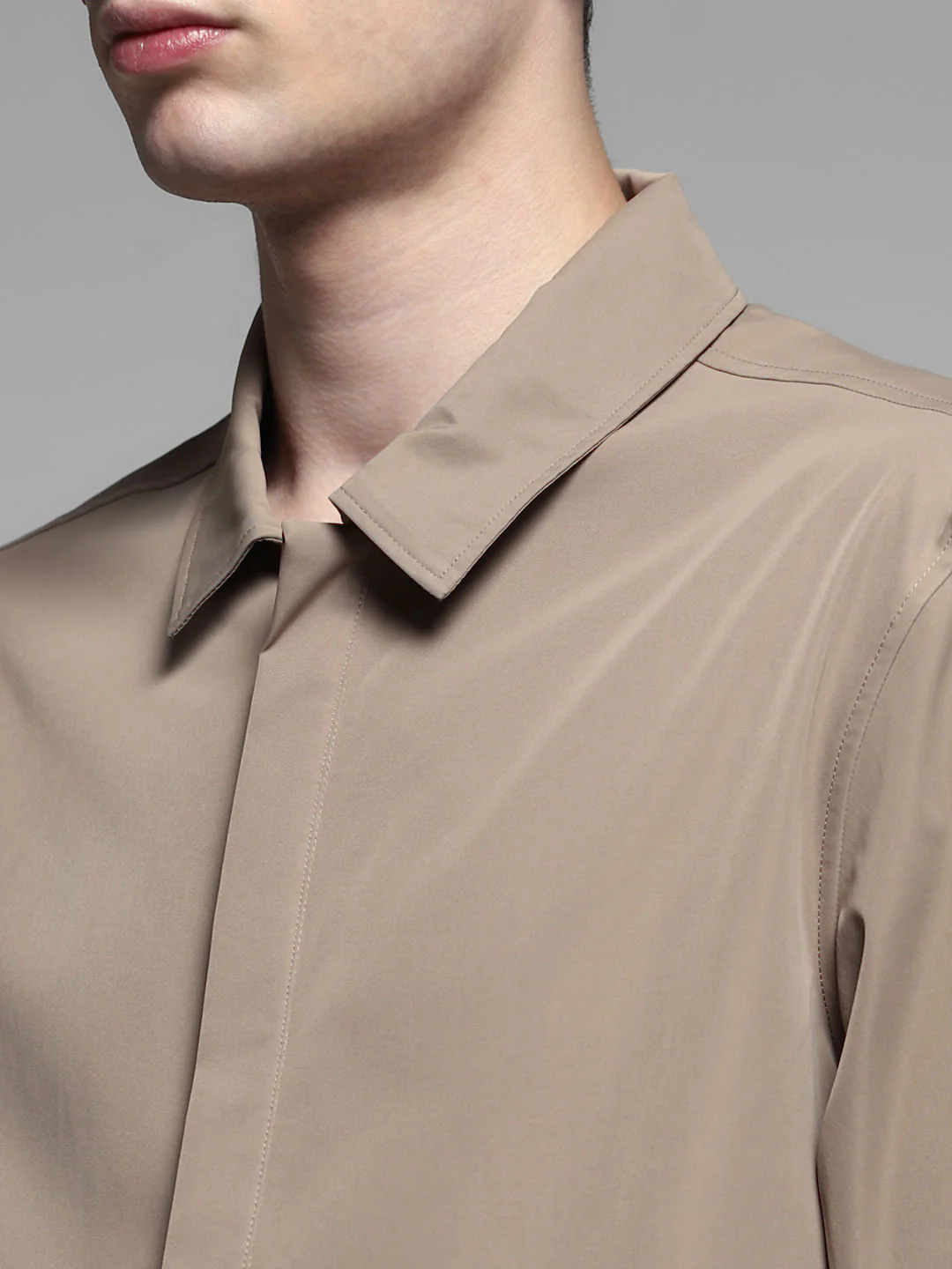Brown Stretch Oversized Shirt - Image 5